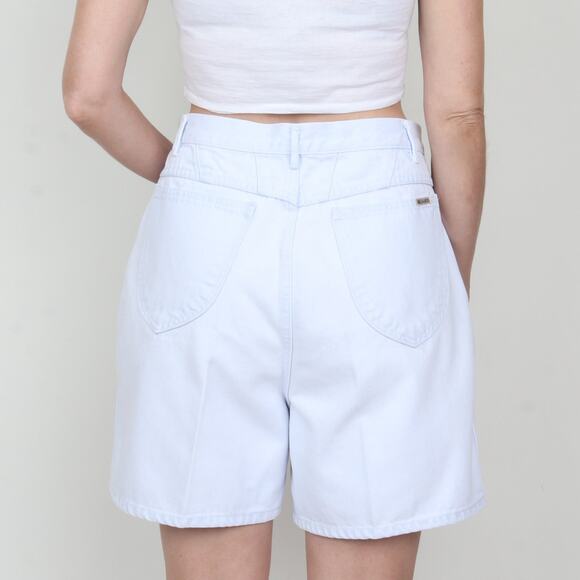 Vintage 80s Bill Blass Light Denim High Waist Long Jean Shorts L - Picture 3 of 9